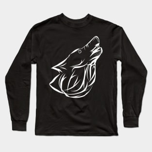 Tribal Howling WOlf Long Sleeve T-Shirt